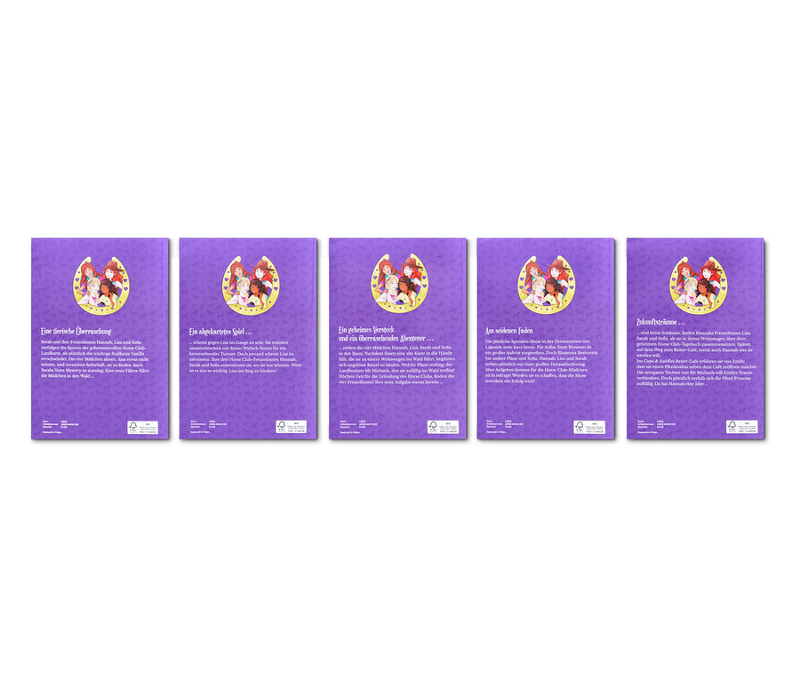 Fünf lila Bücher »Horse Club«.