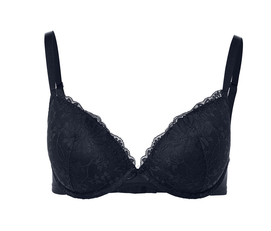 Schwarzer Push-up-BH mit Spitze.