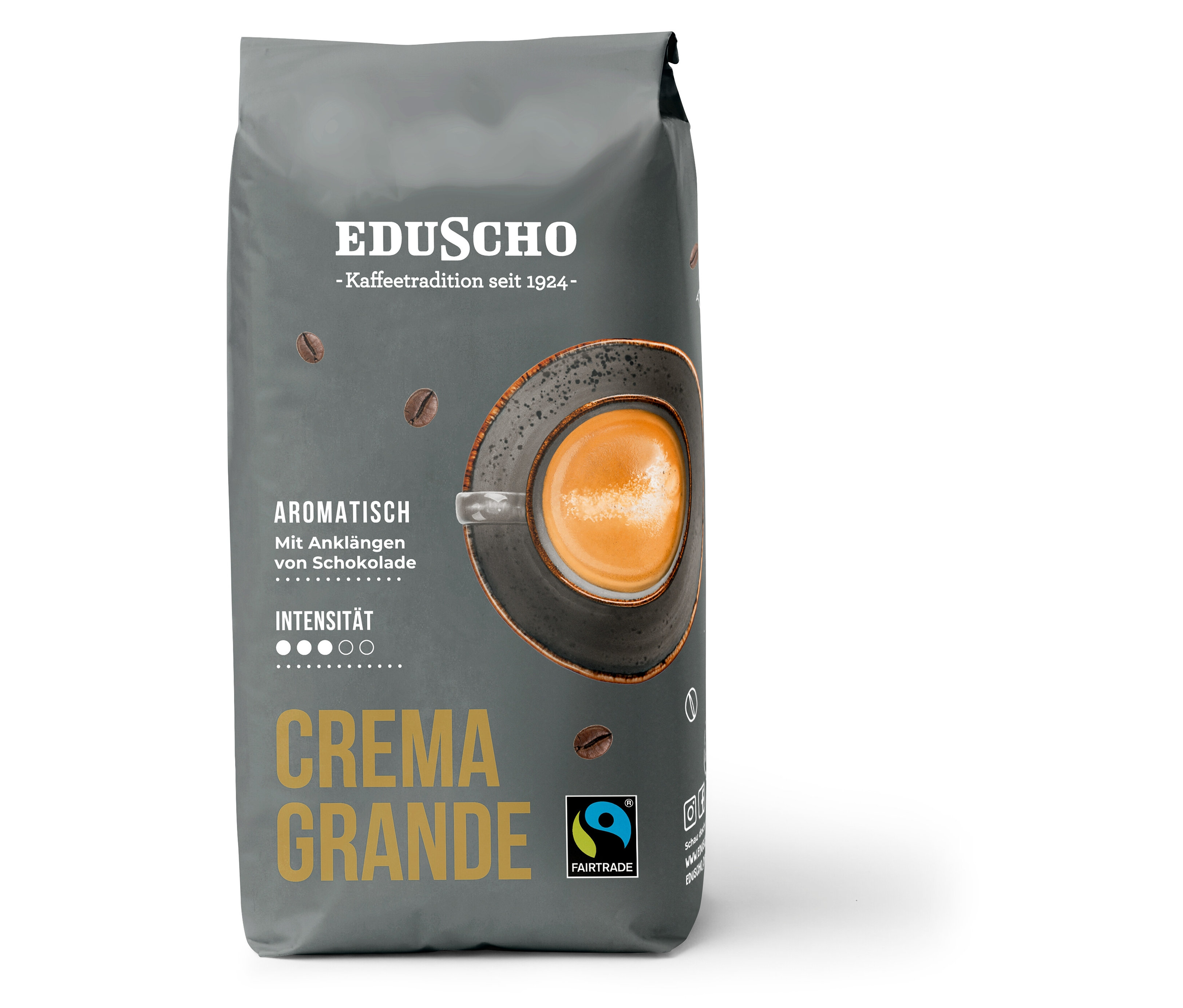 Eine Packung Eduscho Crema Grande Ganze Bohne.