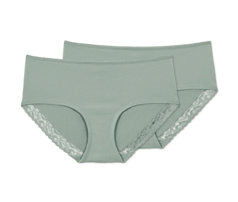 Zwei hellgrüne Pantys mit Spitze.