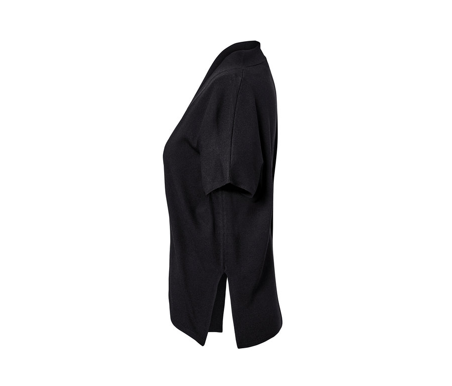 Schwarzer, kurzärmeliger Cardigan.