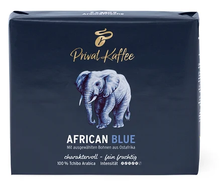 Eine Packung Privat Kaffee African Blue - 500 g Gemahlen.