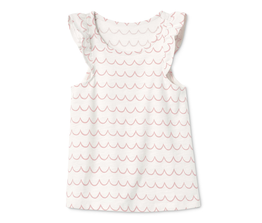 Weißes Jersey-Shirt mit rosa Wellenmuster, 2er-Pack