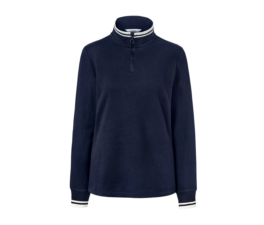 Marineblaues Sweatshirt mit Kragen.