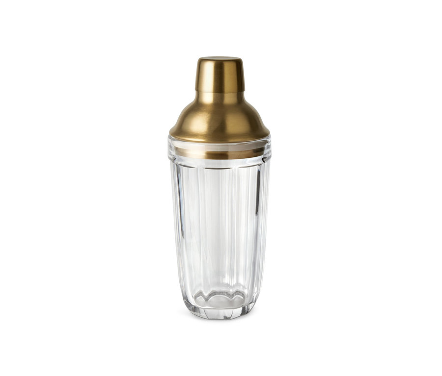 Cocktailshaker mit goldfarbenem Deckel.