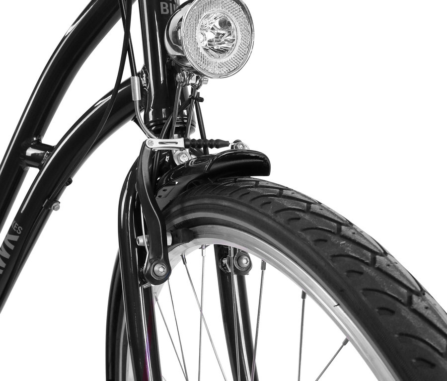 Detailaufnahme vom Vorderrad des HAWK Bikes Cityrad »City Classic Joy Bordeaux«.