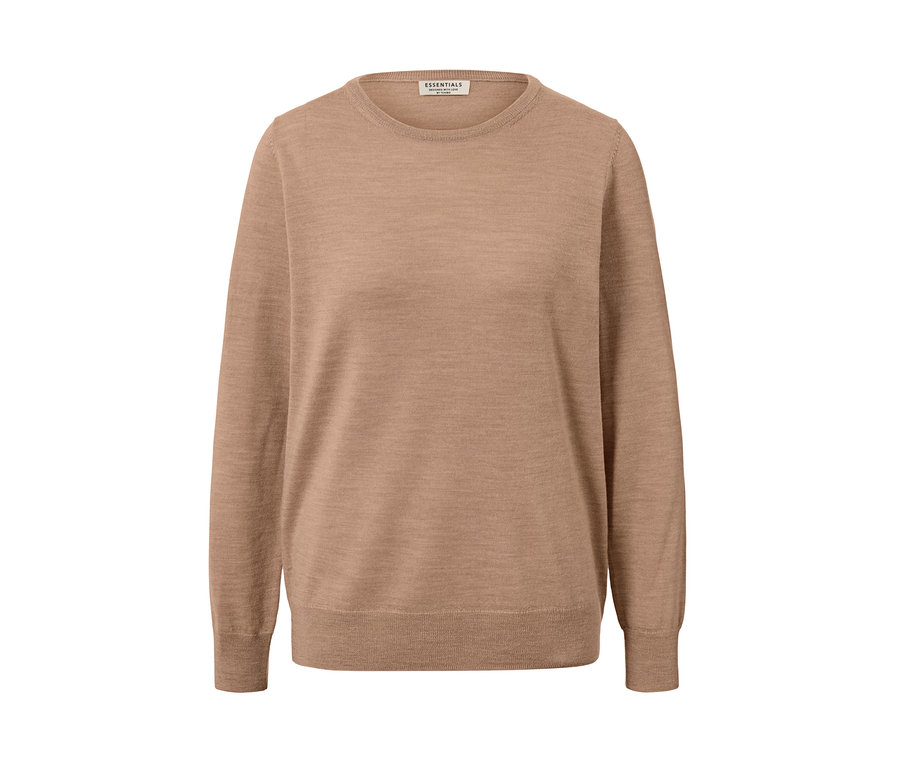 Beige melierter Pullover aus Merinowolle.