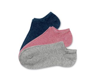 1x dunkelblau meliert, 1x roséfarben meliert, 1x hellgrau meliert