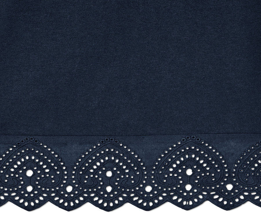 Detail einer Culotte mit Stickerei.