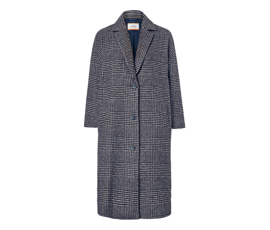Karierter Mantel aus Wollmix.