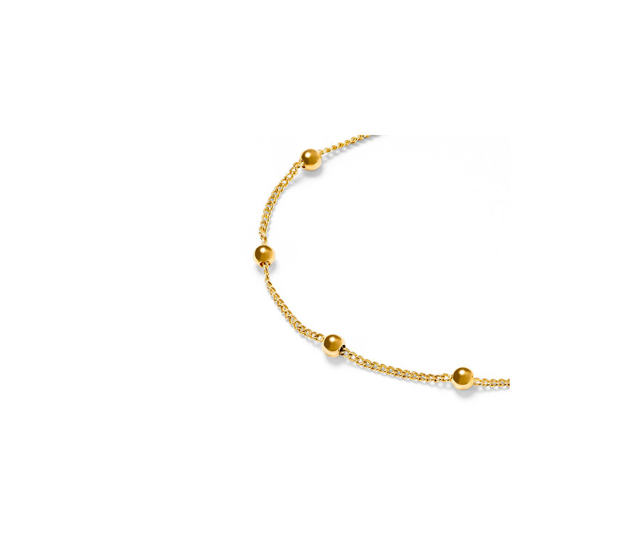 Detailansicht eines goldenen Armband-Sets »Happy«.