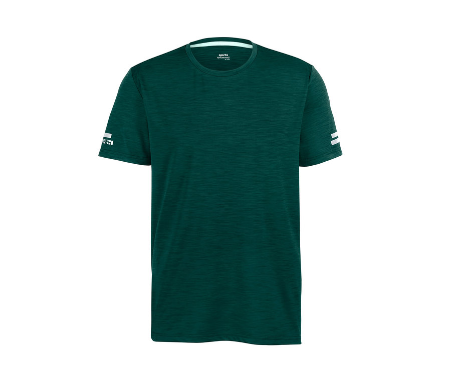 Grünes Funktionsshirt mit kurzen Ärmeln.