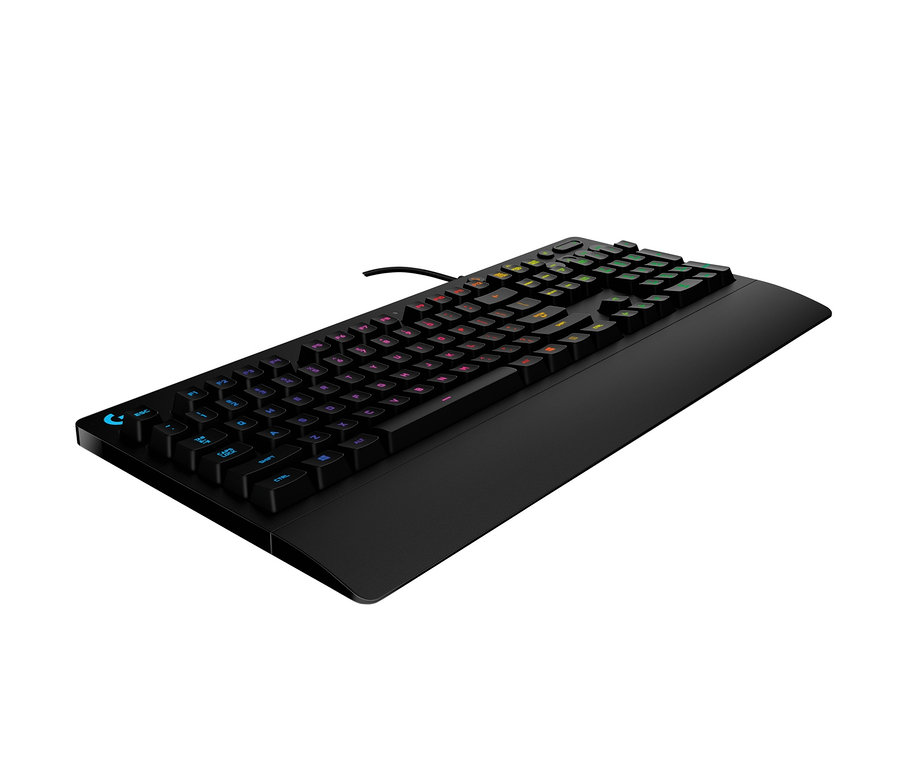 Schwarze Logitech G213 Prodigy RGB-Gaming-Tastatur.