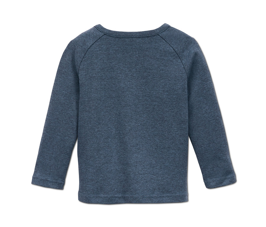 Blaues Interlock-Langarmshirt.