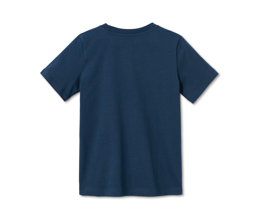 Dunkelblauer Pyjama aus Bio-Baumwolle mit kurzen Ärmeln und Rundhalsausschnitt.