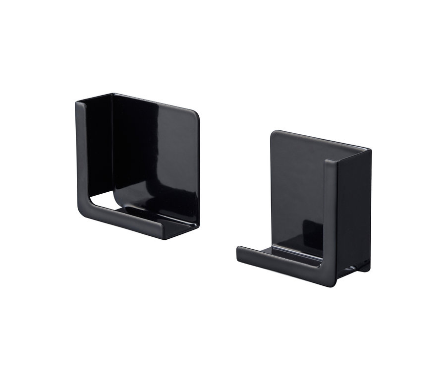 Zwei schwarze YAMAZAKI Tablethalter »TOWER«.
