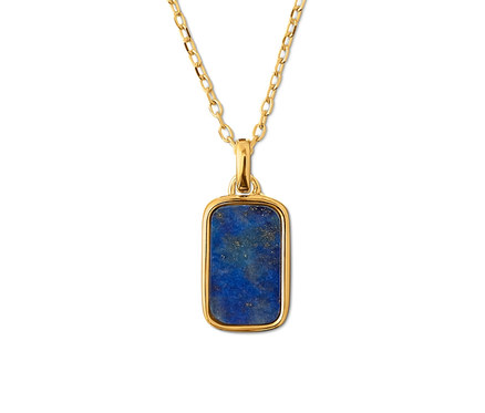 Goldkette mit Lapislazuli-Anhänger.