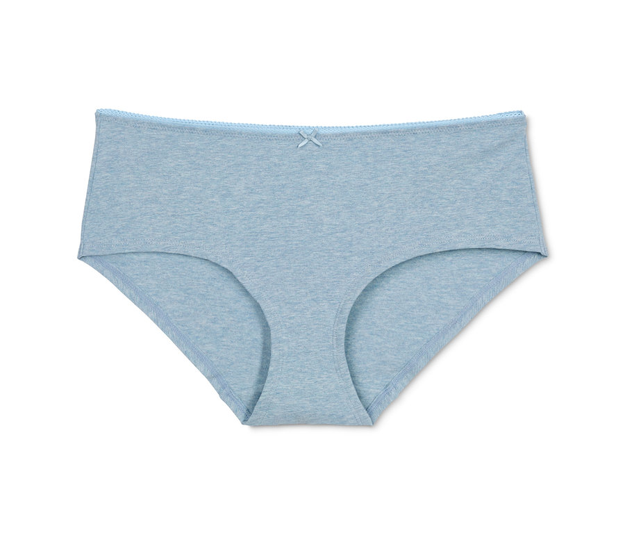 Ein einzelner hellblauer 5 Pantys, mit einer Schleife in der Mitte.