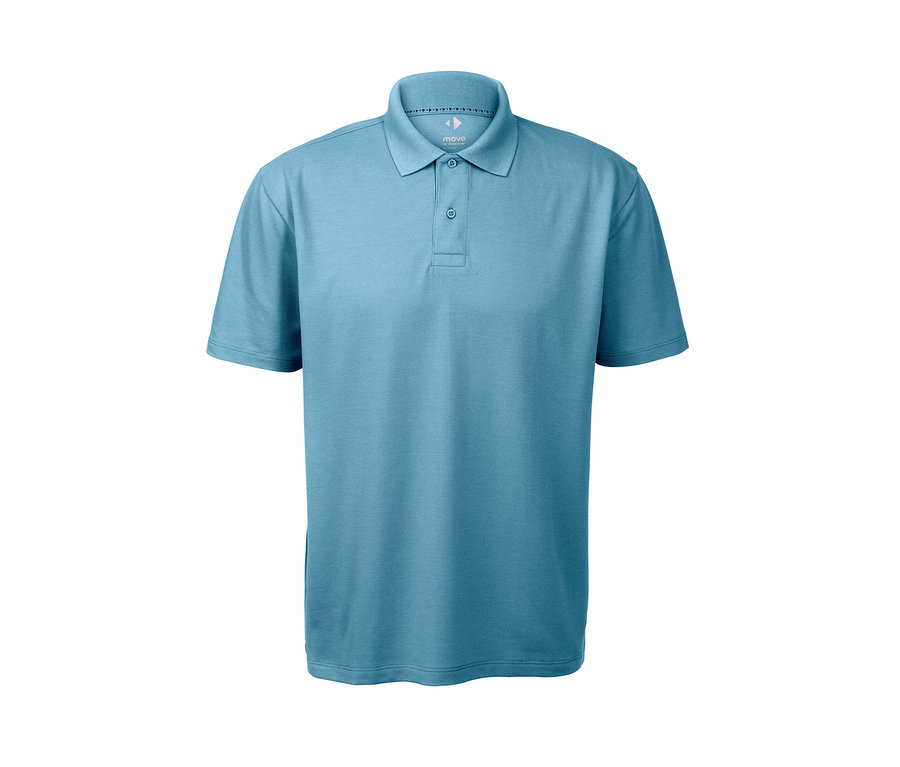 Helles blaues Funktions-Poloshirt.