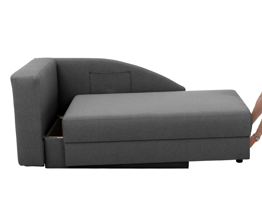 Anthrazitfarbene Polsterliege »Tobi« mit klappbarer Rückenlehne links.