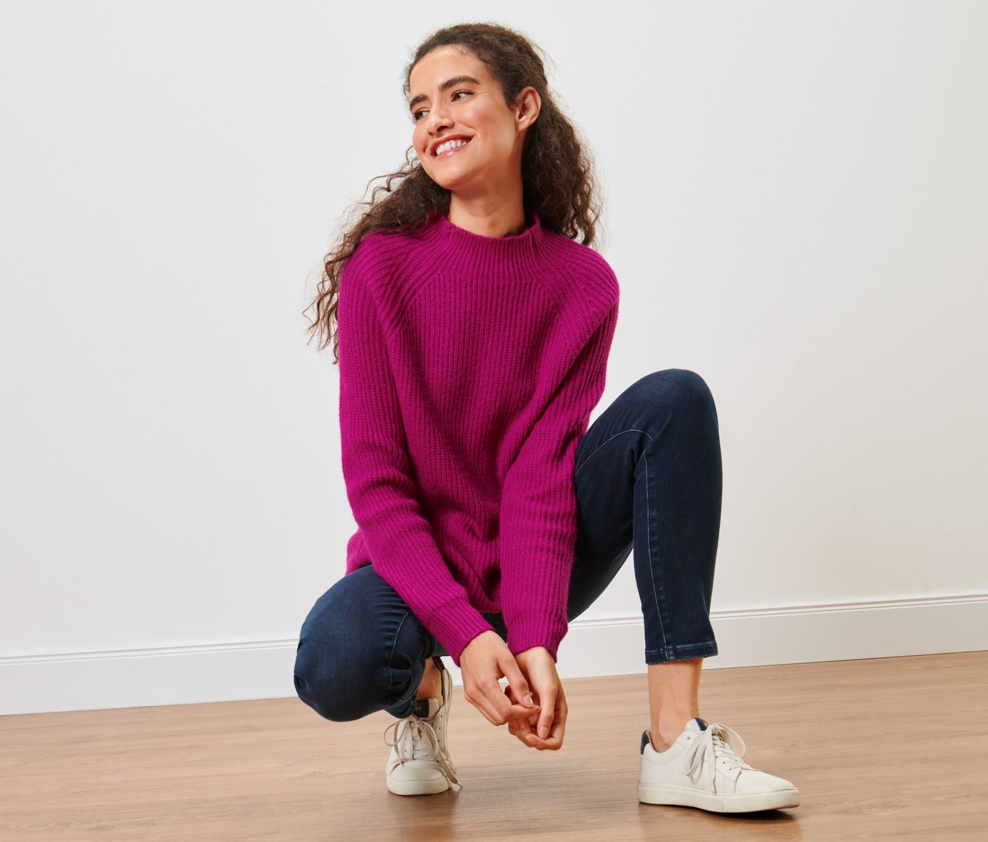 Thumbnail - Tchibo - Strickpullover mit Stehkragen - Damen - Gr. XL - pink