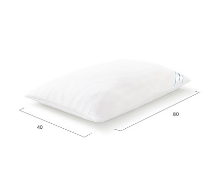 Ein TEMPUR® Comfort Pureclean Schlafkissen in Soft liegt auf einem weißen Hintergrund.