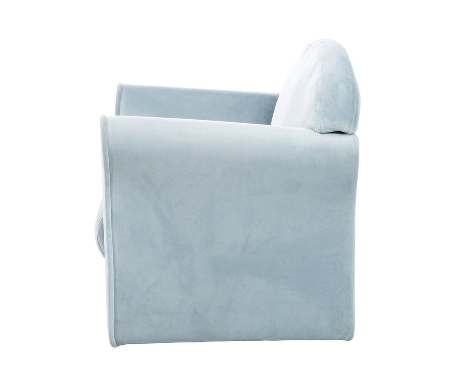 Seitenansicht des hellblauen roba Kindersessels »Lil Sofa«.