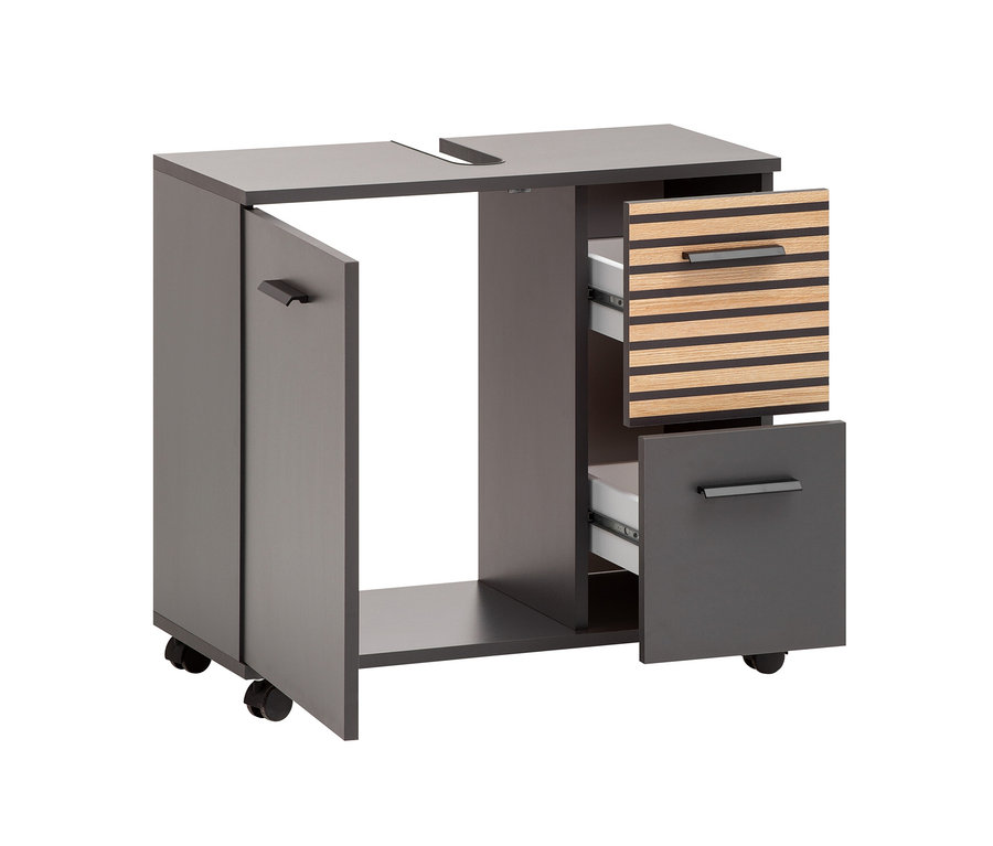 Waschbeckenunterschrank »Katta«, 1 Tür, 2 Schubladen, anthrazit.