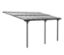 Anthrazitfarbene Terrassenüberdachung, Breite ca. 556 cm.