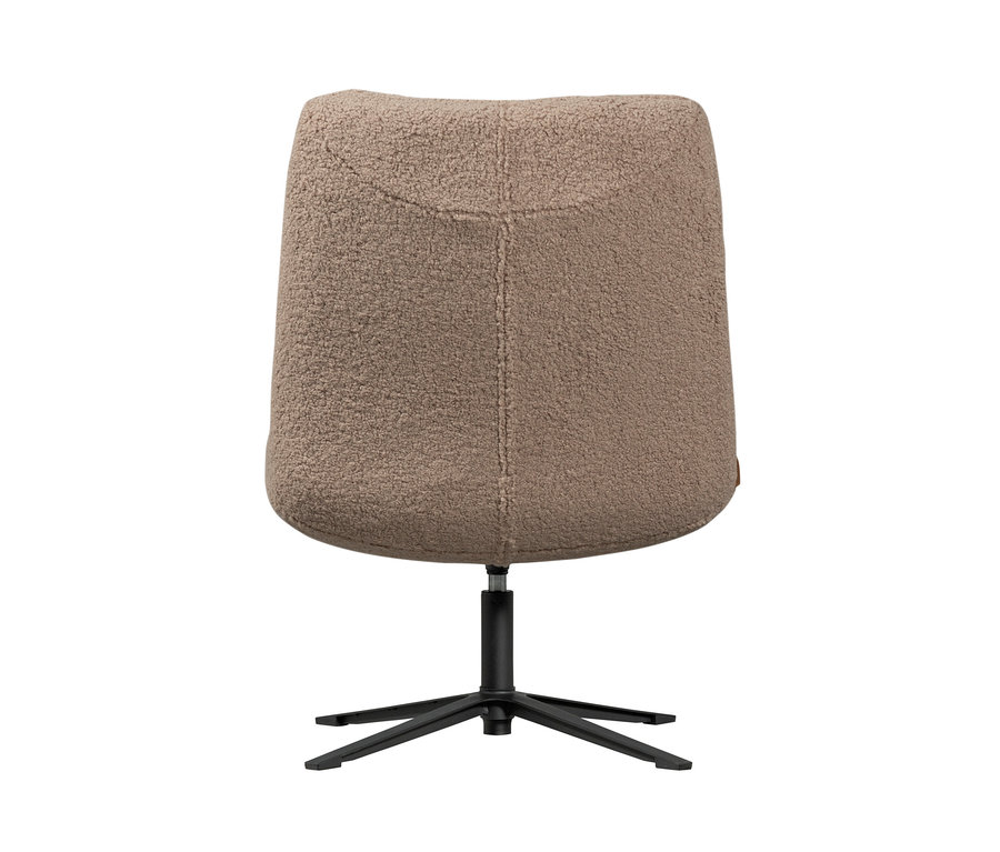 Rückansicht des Woood Drehsessels »Teddy«, taupefarben, mit schwarzem Untergestell.