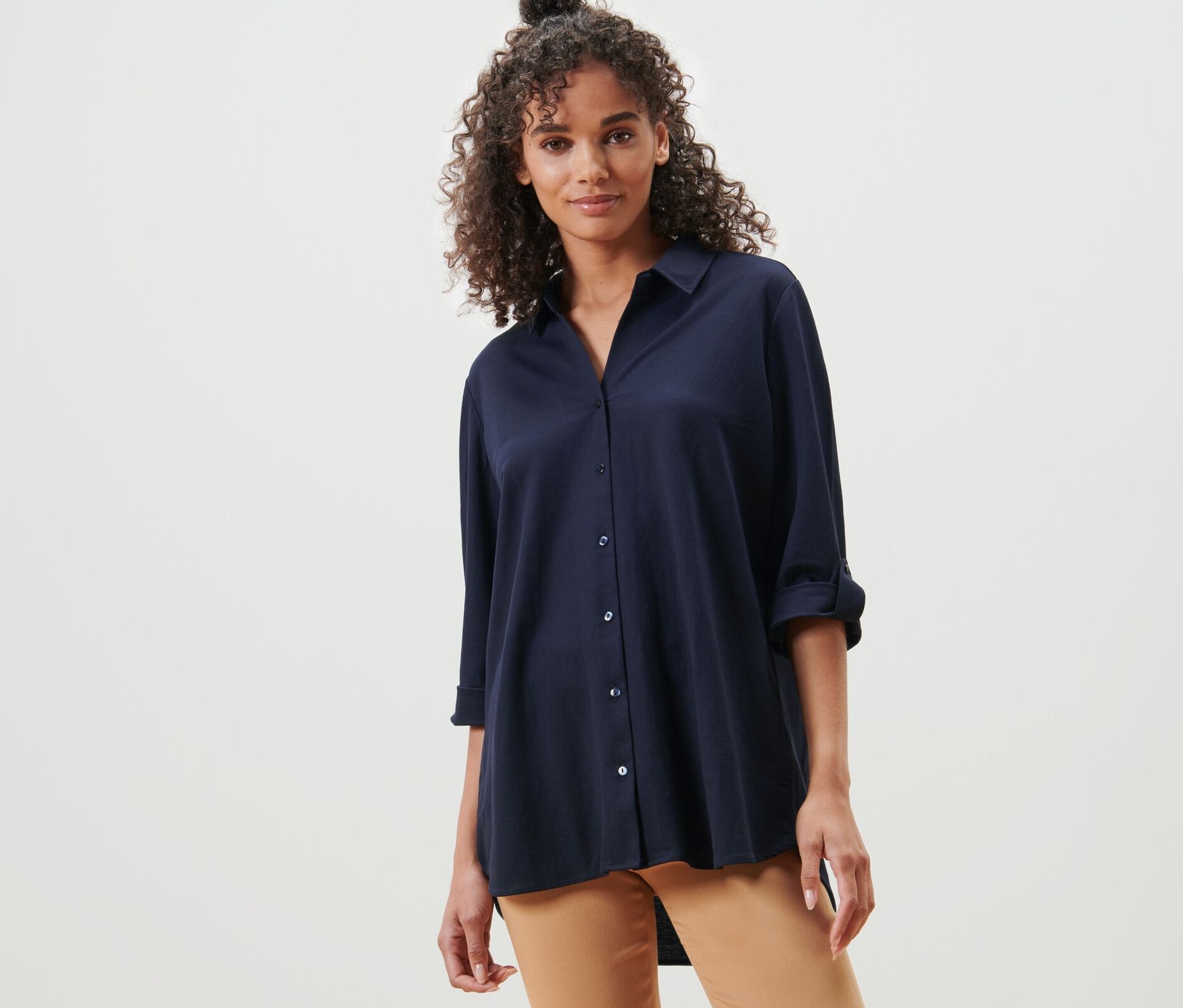 Thumbnail - Tchibo - Piqué-Jerseybluse - Damen - Gr. 52 - dunkelblau