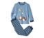 Blauer Kleinkind-Pyjama mit Meerschweinchen-, Mond- und Sternenmuster.