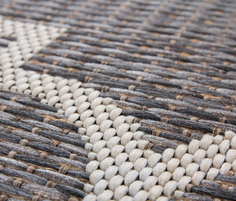 Detailansicht eines grauen Kayoom Outdoorteppichs »Indonesia Batu«.