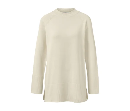 Langer Strickpullover, cremeweiß.