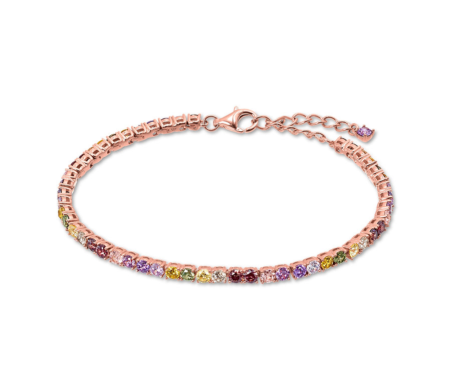 925 Silber Armband Tennis Multicolor auf weißem Hintergrund.