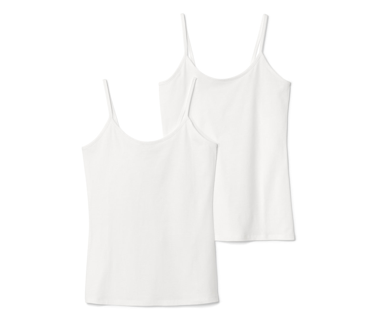 Zwei weiße Hemdchen, 2 Hemdchen, liegen übereinander.