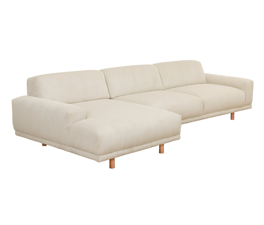 Cremefarbenes Ecksofa »Penelope« mit Longchair links.