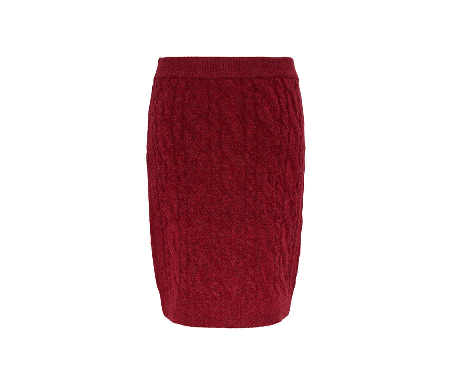 Ein roter Strickrock.