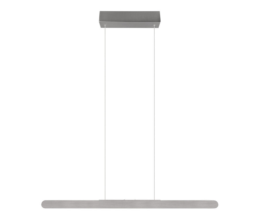 Eine silberne Trio LED-Pendelleuchte Helios vor einem weißen Hintergrund.
