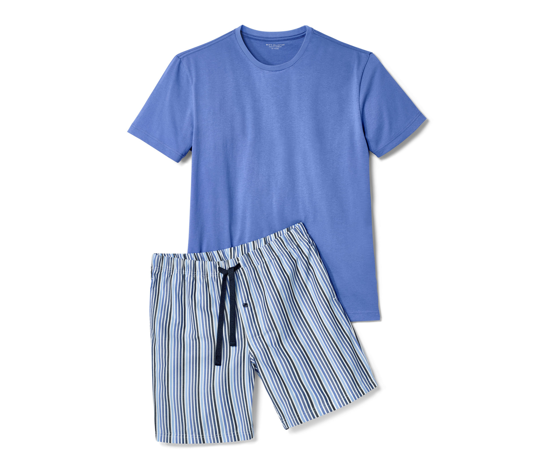 Shorty-Pyjama - Herren - Gr. 4XL - weiß/gestreift - weiß