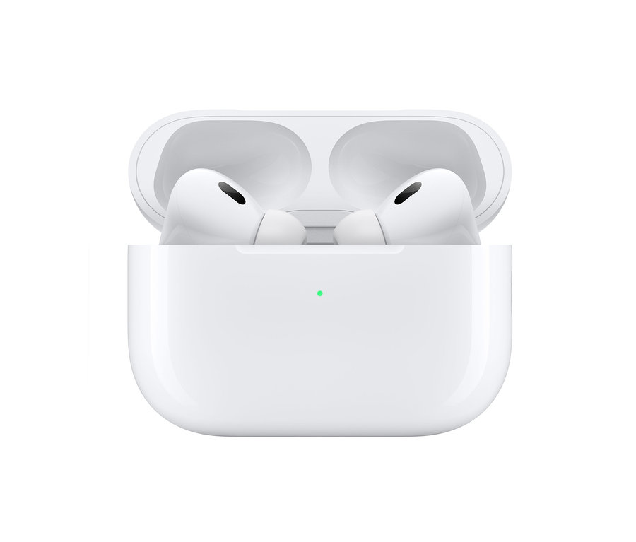 Weiße Apple AirPods Pro 2. Generation mit Magsafe Ladecase.