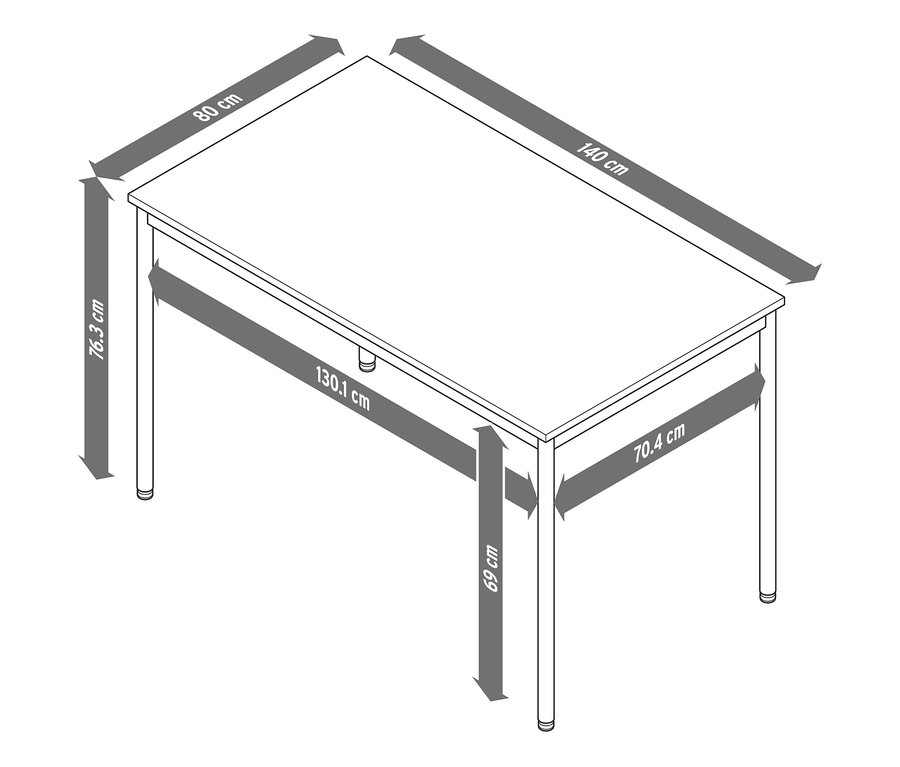 Abbildung von einem Metalltisch »CN3«, ca. 140 x 80 cm.