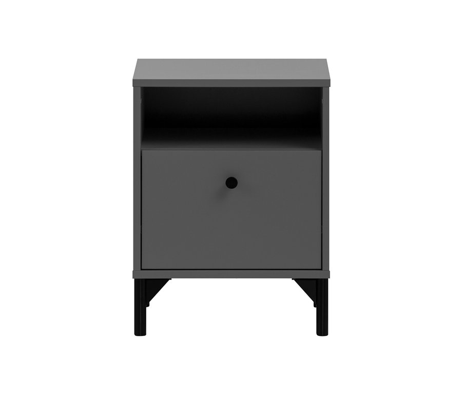 Ein anthrazitfarbener Nachttisch »Smash« vor einem weißen Hintergrund.