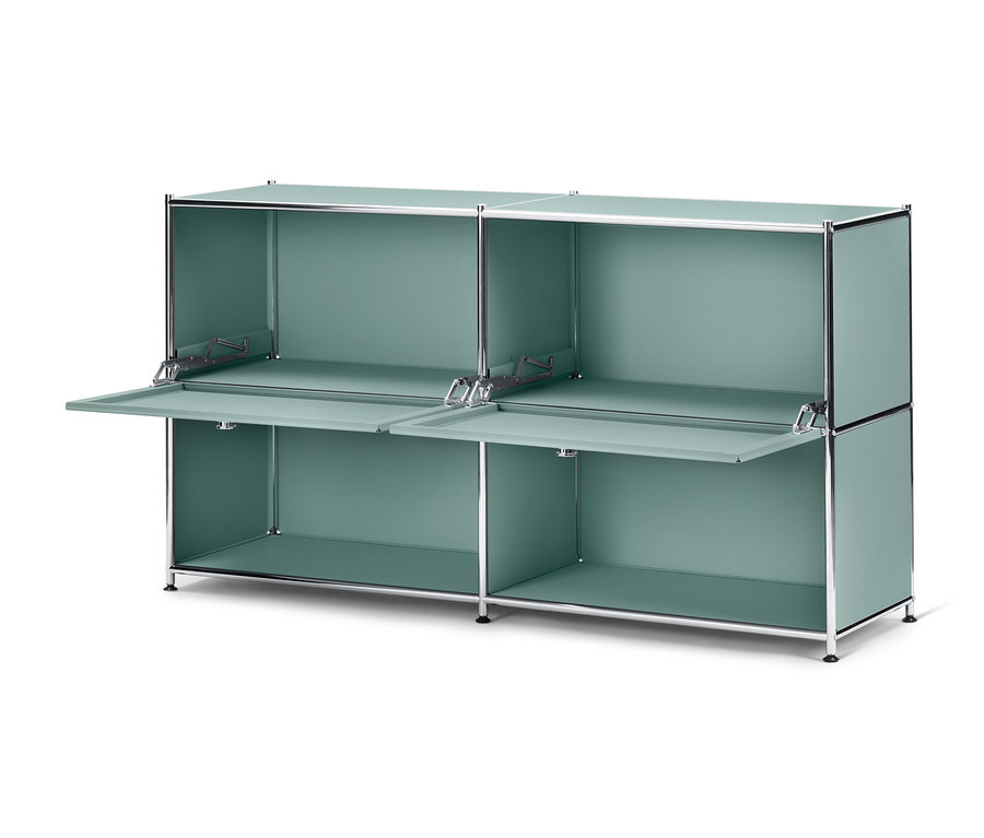 Salbeigrünes Sideboard »CN3« mit 2 versetzbaren Klappfächern.