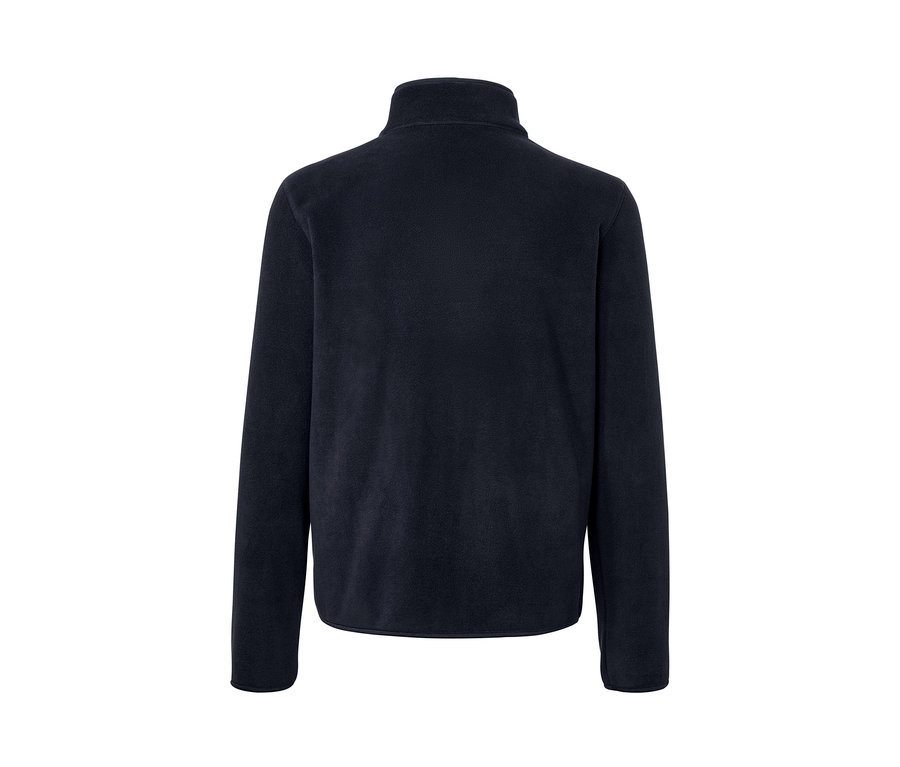 Dunkelblauer Fleece-Troyer mit langen Ärmeln.
