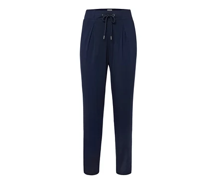 Dunkelblaue Jerseyhose mit Kordelzug in der Taille.