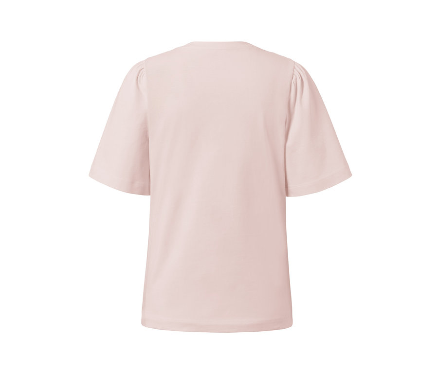 Rosafarbenes Shirt mit Raffung.