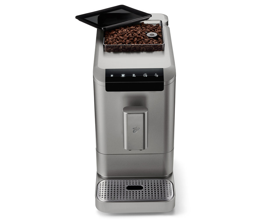 Titanium Silver »Esperto2 Caffè« Kaffeevollautomat mit offenem Bohnenbehälter.