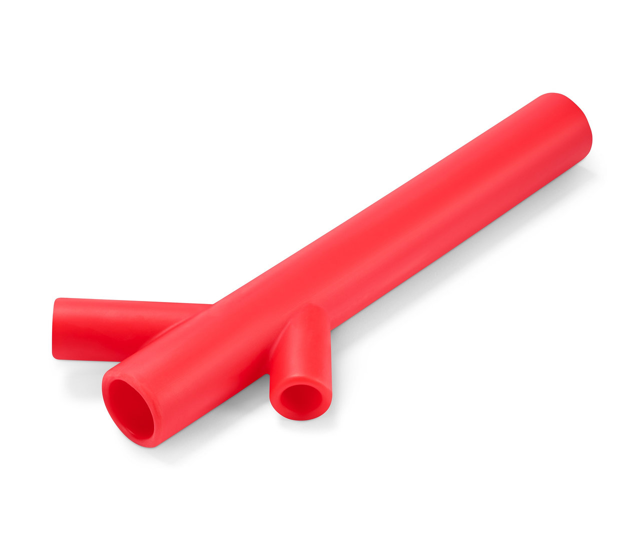 Rotes Hunde-Spielzeug »Ast« auf weißem Hintergrund.