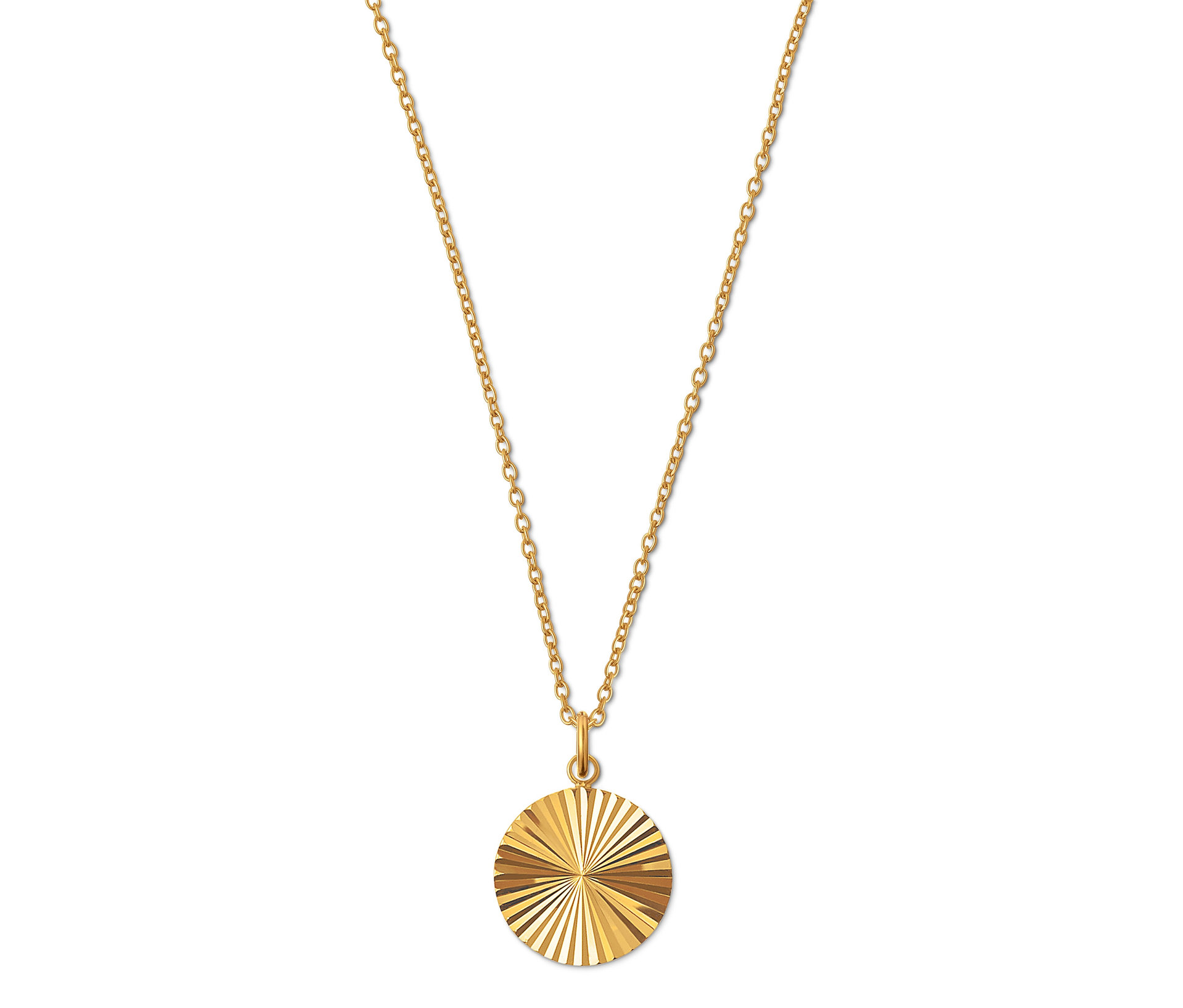 Silber Kette vergoldet mit Sonnenschliff-Anhänger - gold - gold